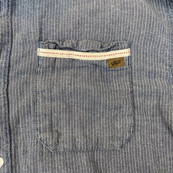 Vans Men's Selvedge Shirt XL Herringbone Button-Up Long-Sleeve Blue - Picture 10 of 12
